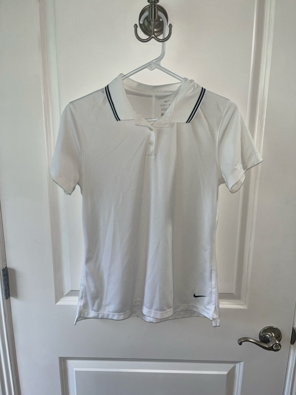 Nike Dri-FIT White Athletic Shirt with black Swoosh